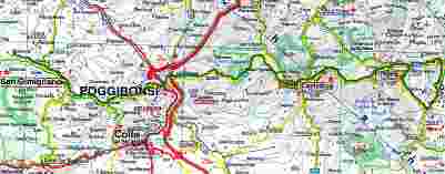 Strassenkarte zum Ausflug in das
		Chiantigebiet