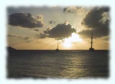 Sonnenuntergang bei der Saline Bay auf Mayreau