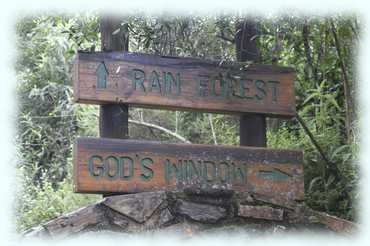 Hinweistafeln für den Regenwald und God's Window