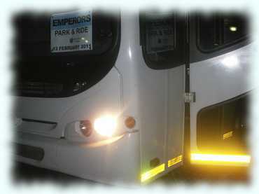 Detail vom Bus für die Retourfahrt zum Park & Ride Platz